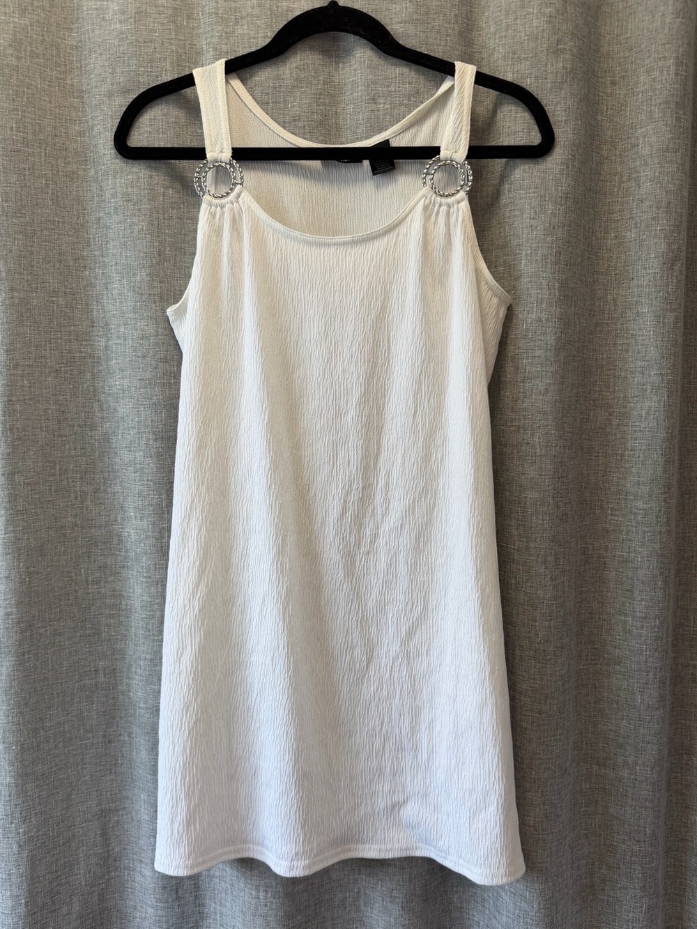 Apt. 9 White Textured Tank Swim cover up with Ring Strap Small